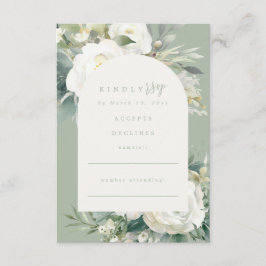 Cartão De Informações Sage Green Eucalyptus Floral Wedding RSVP