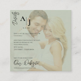 Cartão De Informações Sage Green Faux Vellum Foto Detalhes do Casamento