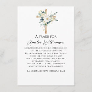 Cartão De Informações Sage Green Floral Baptism