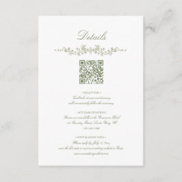 Cartão De Informações Sage Green French Floral with QR Code Wedding