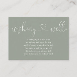 Cartão De Informações Sage Green Heart Script Wishing Good Weding