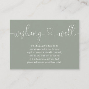 Cartão De Informações Sage Green Heart Script Wishing Good Weding