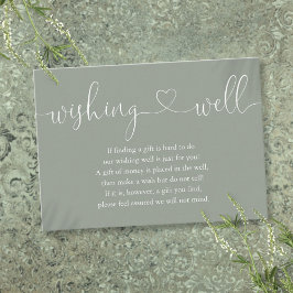 Cartão De Informações Sage Green Heart Script Wishing Good Weding