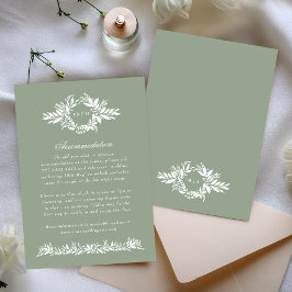 Cartão De Informações sage green leafe clássico wreath informações extra