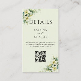 Cartão De Informações Sage Green Lily Valley Flower QR Code Wedding