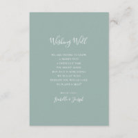 Sage Green Script Weding Wishing Card