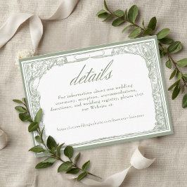 Cartão De Informações Sage Green Vintage Botanical Trellis Arch Wedding