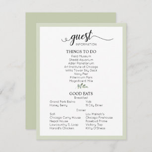 Cartão De Informações Sage Green Wedding Details Guest Information