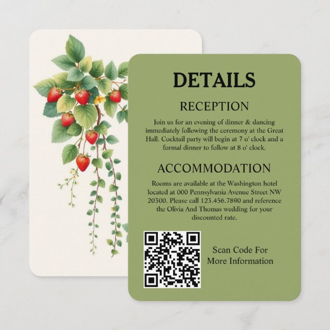 Cartão De Informações Sage Green Wedding Enclosure Card Set (Frente/Verso)