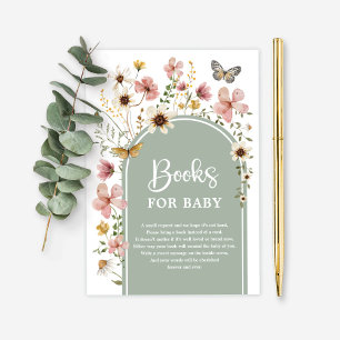Cartão De Informações Sage Green Wildflower Butterfly Livros para Bebê