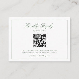 Cartão De Informações Sage Green Wildflower Crest Casamento QR Code RSVP