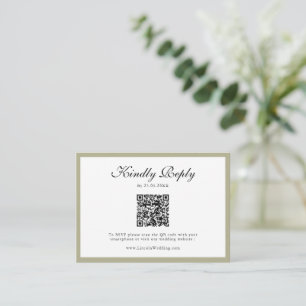 Cartão De Informações Sage Green Wildflower Crest Casamento QR Code RSVP