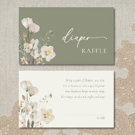 Cartão De Informações Sage Green Wildflower Fralda Raffle