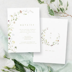 Cartão De Informações Sage Green Wildflower Rustic Boho Detalhes do Casa