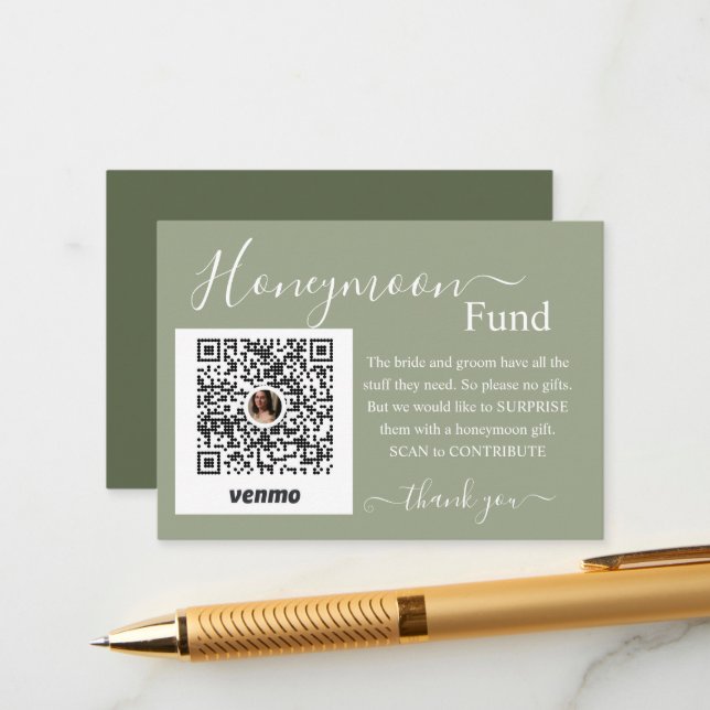 Cartão De Informações Sage Honeymoon Fund Registry Enclosure Card (Frente/Verso In Situ)