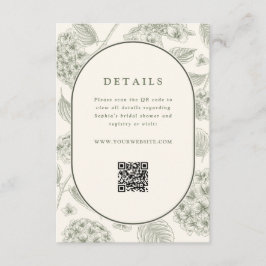 Cartão De Informações Sage Hydrangea Wedding Details QR Code 