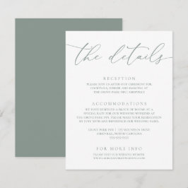 Cartão De Informações Sage Olive Green Modern Minimalista Casamento Encl