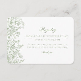 Cartão De Informações Sage Pastel Chinoiserie Floral Baby Registry Card