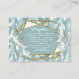 Cartão De Informações Sage Seda verde e ouro, flamingo branco, faíscas