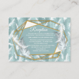 Cartão De Informações Sage Seda verde e ouro, flamingo branco, faíscas