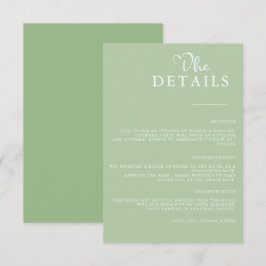 Cartão De Informações Sage Verde Casamento Moderno Simples Minimalista  