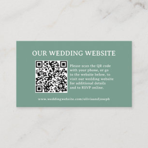 Cartão De Informações Sage Verde   Código QR do Site de Casamento