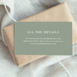 Cartão De Informações Sage Verde Elegante Texto   Detalhes do Casamento