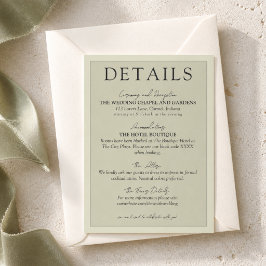 Cartão De Informações Sage Verde Treliça Francesa Casamento