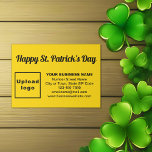 Cartão De Informações Saint Patrick Saudação a Amarelo<br><div class="desc">Feliz Dia de São Patrício! Outro feriado para comemorar este mês de março e anunciar também o seu negócio ou promover o seu nome de marca. Verde é sempre a cor para este feriado, mas experimente também outras cores. Cartão amarelo de cercado a cores que você pode personalizar para colocar...</div>