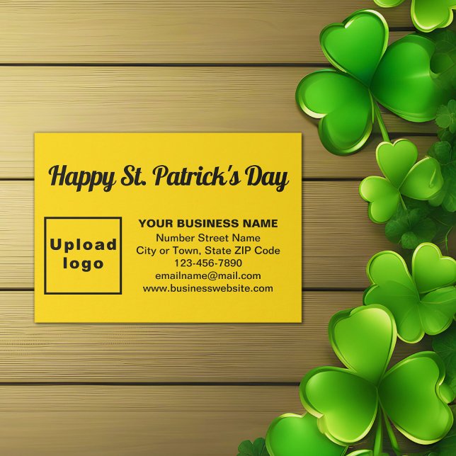 Cartão De Informações Saint Patrick Saudação a Amarelo (Yellow Saint Patrick business enclosure card)