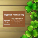 Cartão De Informações Saint Patrick Saudação a Brown<br><div class="desc">Feliz Dia de São Patrício! Outro feriado para comemorar este mês de março e anunciar também o seu negócio ou promover o seu nome de marca. Verde é sempre a cor para este feriado, mas experimente também outras cores. Cartão de cor castanho que você pode personalizar para colocar sua marca...</div>