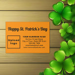 Cartão De Informações Saint Patrick Saudação à Cor Laranja<br><div class="desc">Feliz Dia de São Patrício! Outro feriado para comemorar este mês de março e anunciar também o seu negócio ou promover o seu nome de marca. Verde é sempre a cor para este feriado, mas experimente também outras cores. Cartão de cor laranja que você pode personalizar para colocar sua marca...</div>