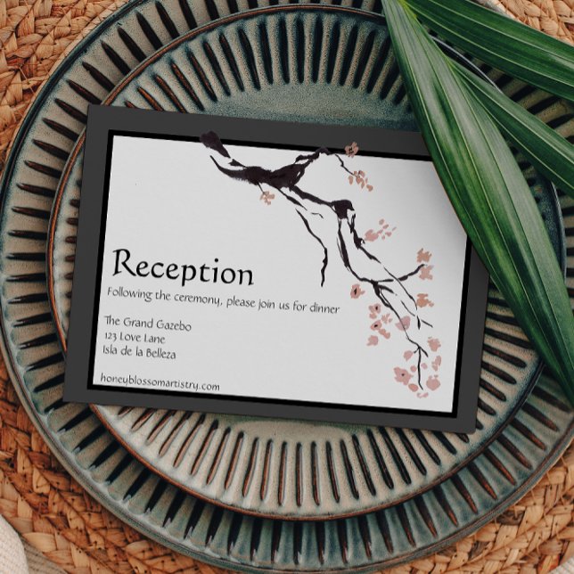 Cartão De Informações Sakura Mountain | Recepção de casamento de frontei (Criador carregado)