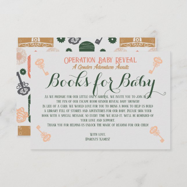 Cartão De Informações Sala de Fuga Livros de Revelação de Gênero para Be (Frente/Verso)