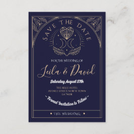 Cartão De Informações Salvar a Data Tarot Lua Corações de Cristal Casame