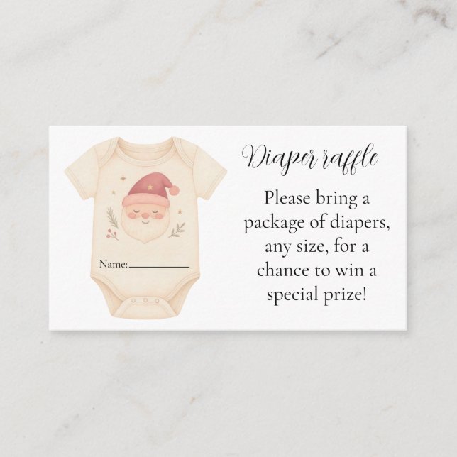 Cartão De Informações Santa Baby Diaper Raffle Card (Frente)