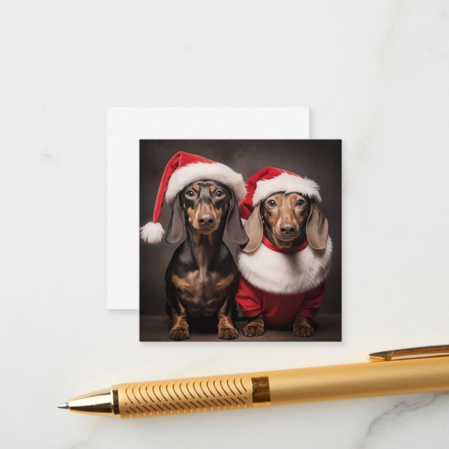 Cartão De Informações Santa Claus Dachshund Twins (Frente/Verso In Situ)