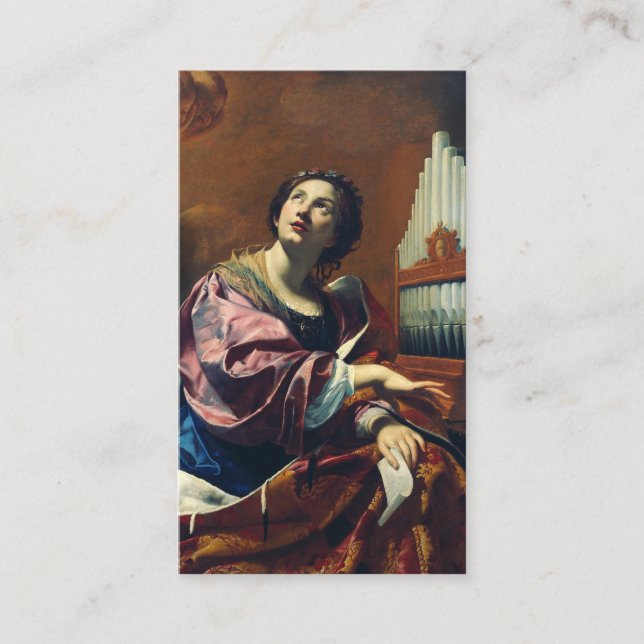 Cartão De Informações Santo Cecilia por Simon Vouet (Frente)