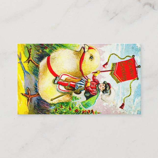 Cartão De Informações Saudações à Páscoa Whimsical: Cavaleiro sobre o Pi (Frente)