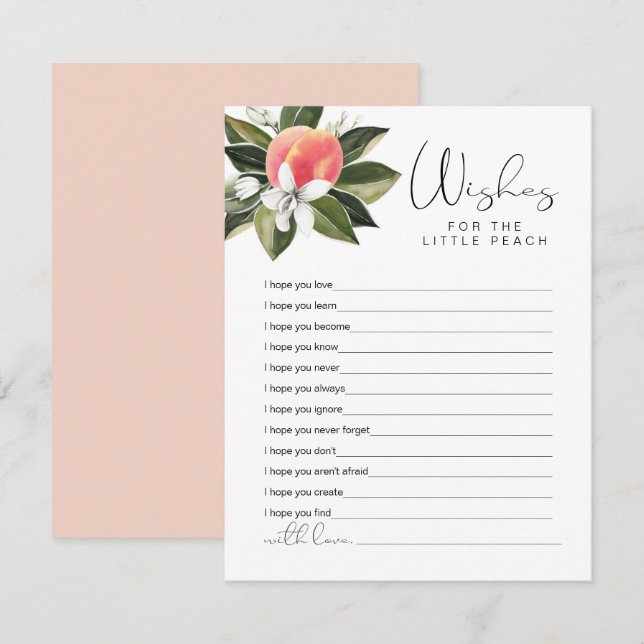 Cartão De Informações SAVANNAH Peach deseja jogar Chá de fraldas (Frente/Verso)