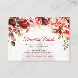 Cartão De Informações Scarlet Floral Quinceañera Detalhes da Recepção