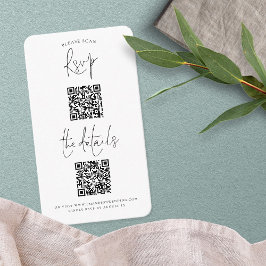 Cartão De Informações Script 2 Códigos QR Detalhes do Casamento RSVP