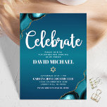 Cartão De Informações Script Agate de Turquesa Moderna do bar Mitzvah<br><div class="desc">Tenha orgulho, alegria e mostre este marco do seu Bar favorito Mitzvah! Inclua esta inserção legal, exclusiva, moderna e personalizada para obter informações adicionais sobre seu evento. A tipografia da escrita branca e uma estrela dourada falsa de David sobrepõem um fundo azul-azul-turquesa profundo com agato azul-turquesa acentuado com veias douradas...</div>