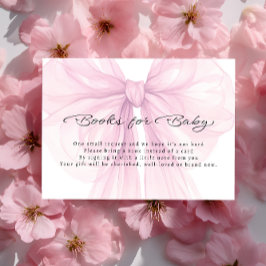 Cartão De Informações Script Blush Bow Books for Baby Insert