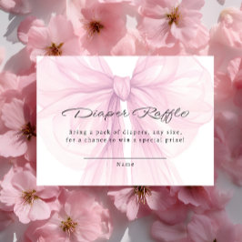 Cartão De Informações Script Blush Bow Diaper Raffle Insert