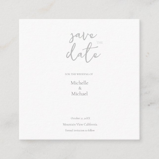 Cartão De Informações Script Calliographic Wedding Modern Save the Date (Frente)