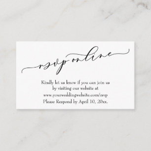 Cartão De Informações Script de luxo Elegante Online RSVP de Casamento