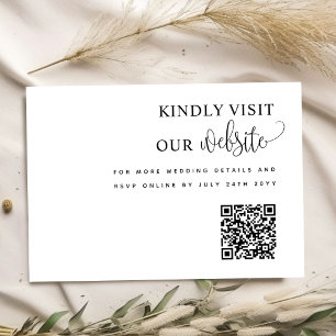 Cartão De Informações Script Elegante Código QR Casamento Website Kraft