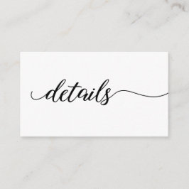 Cartão De Informações Script elegante Detalhes do website de casamento C