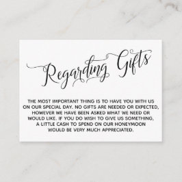Cartão De Informações Script Elegante sobre presentes para o casamento
